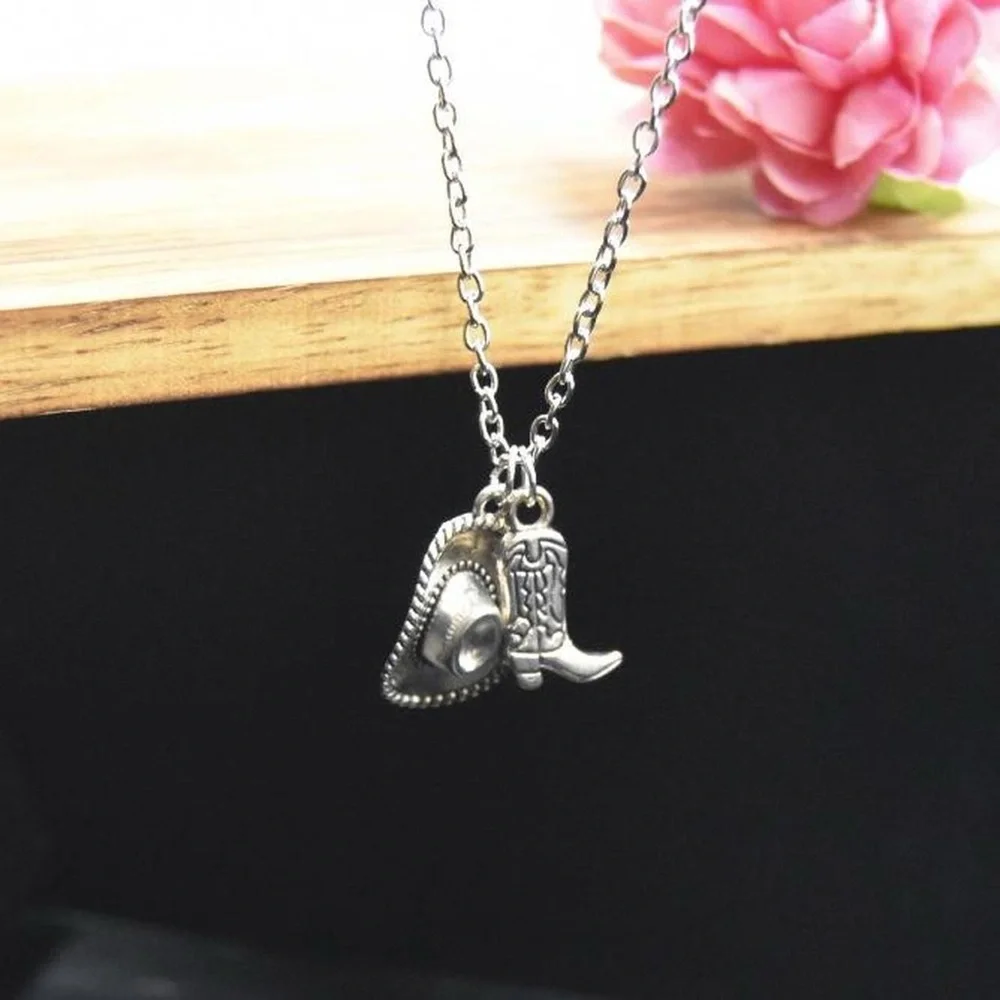 Minimalist Cowboy Boot and Hat Necklace